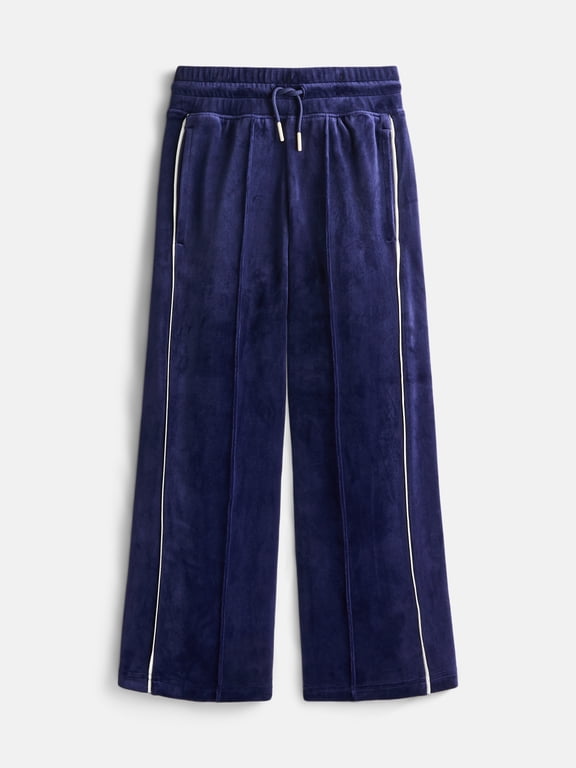Girls Active Velour Wide Leg Track Pants, Sizes 4-18