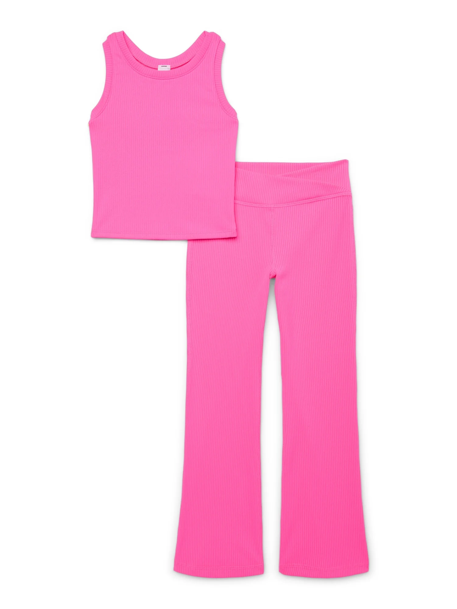 Girls Ribbed Active Tank and Flare Leggings Set, 2 Piece, Sizes 4-18