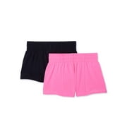 Athletic Works Girls Active Running Shorts, 2-Pack, Sizes 4-18 & Plus