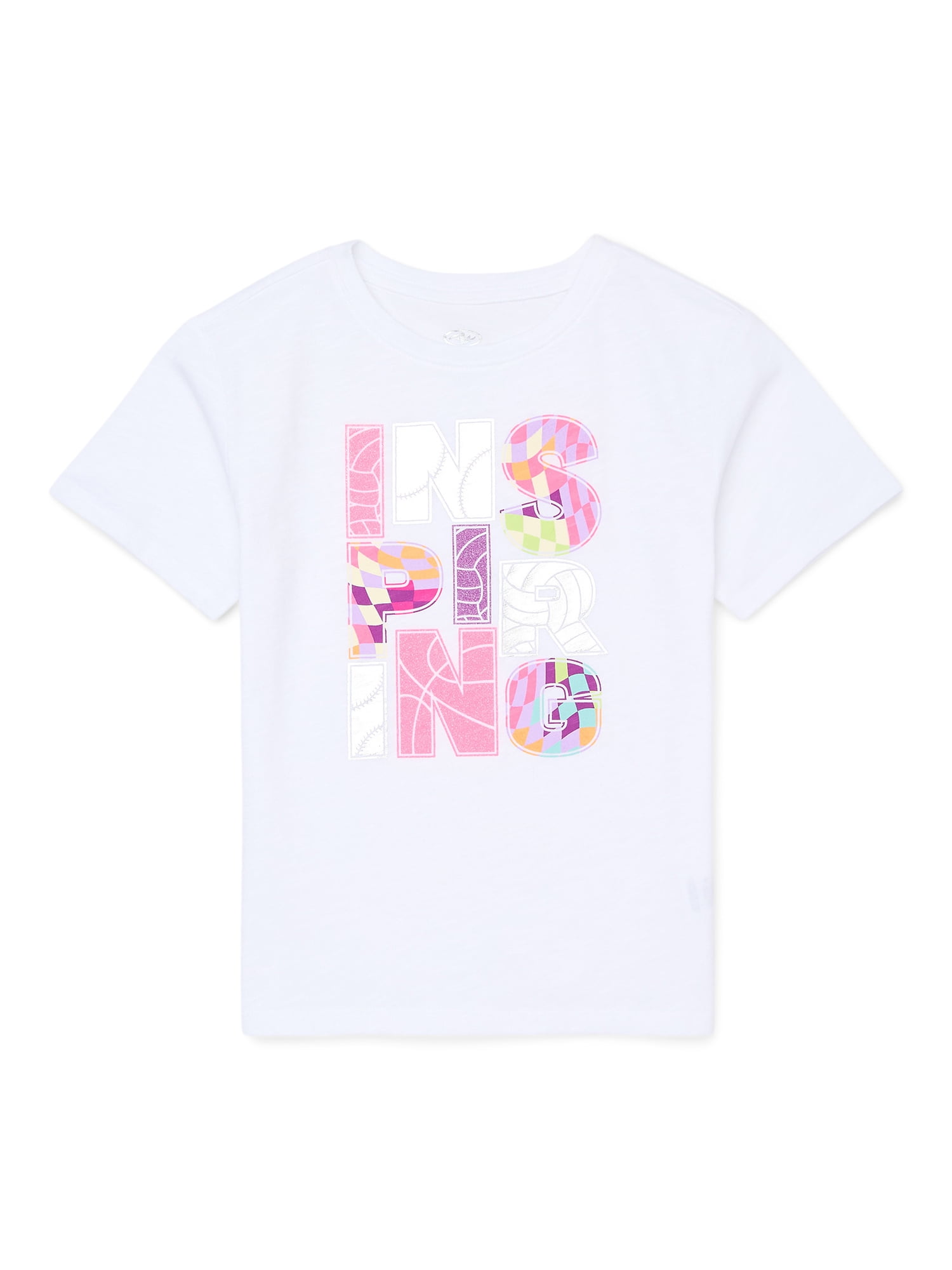 Athletic Works Girl's Short Sleeve Graphic Active T-Shirt, Sizes 4-18 & Plus