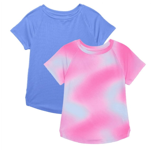 Athletic Works Girls Active Tee with Short Sleeves, 2-Pack, Sizes 4-18 & Plus