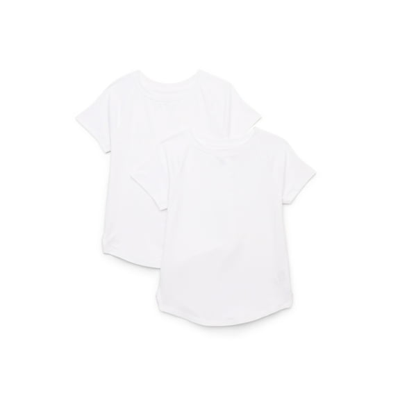 Athletic Works Girls Active Tee with Short Sleeves, 2-Pack, Sizes 4-18 & Plus