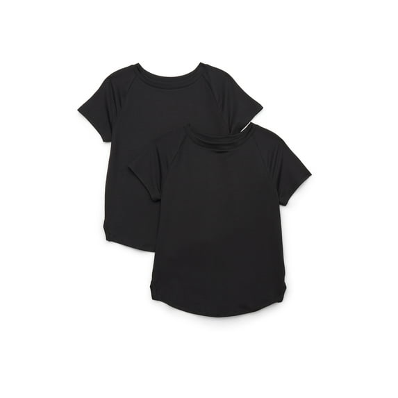 Athletic Works Girls Active Tee with Short Sleeves, 2-Pack, Sizes 4-18 & Plus