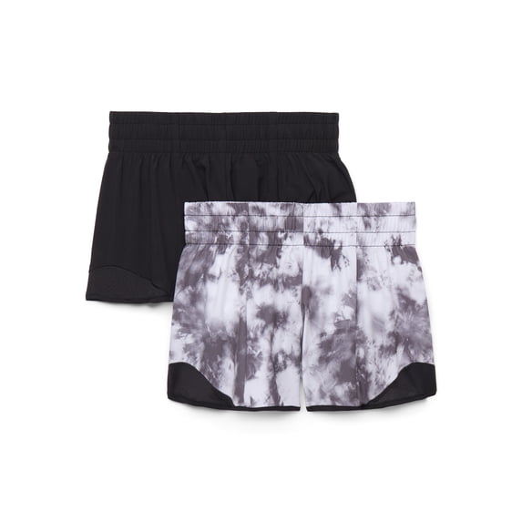 Athletic Works Girls Athletic Run Shorts, 2-Pack, Sizes 4-18 & Plus
