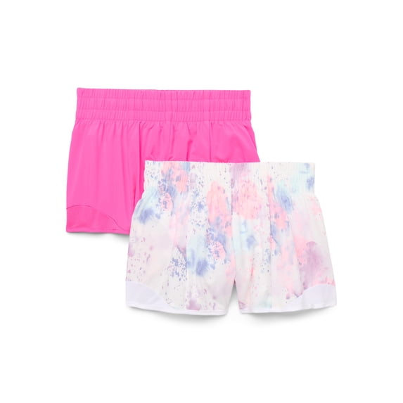 Athletic Works Girls Athletic Run Shorts, 2-Pack, Sizes 4-18 & Plus