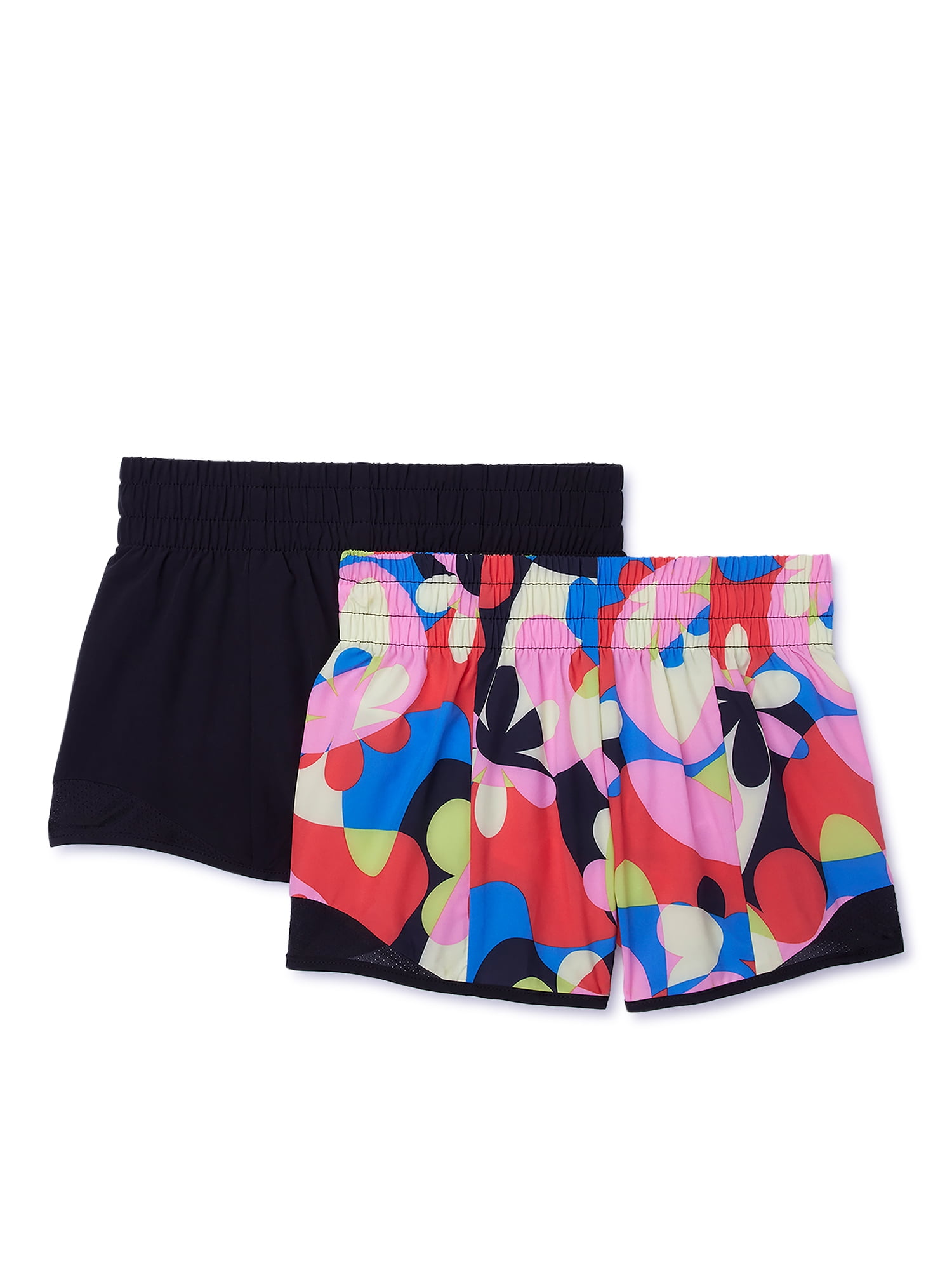 Athletic Works Girls Athletic Running Shorts, 2-Pack, Sizes 4-18 & Plus
