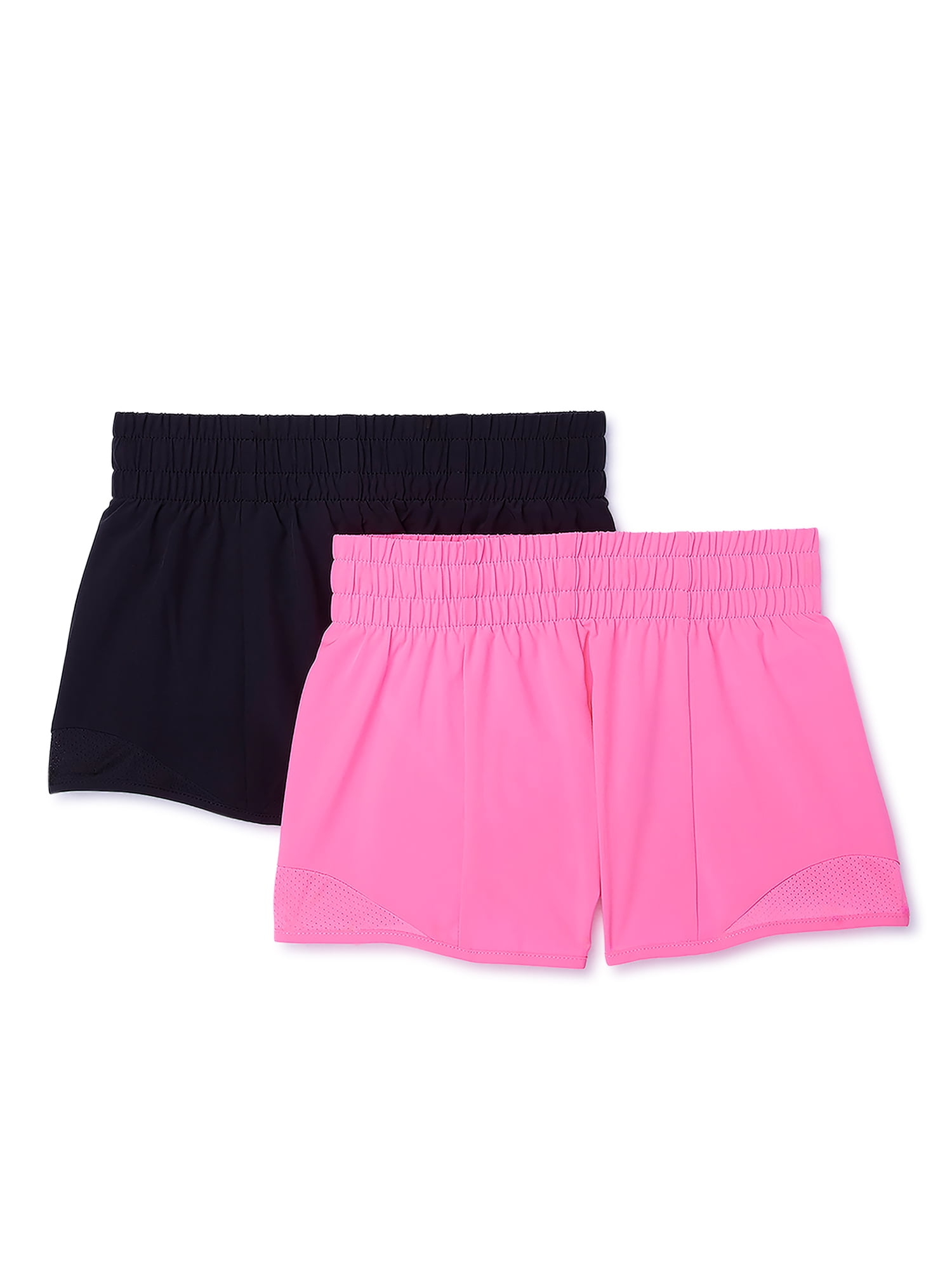 Athletic Works Girls Athletic Running Shorts, 2-Pack, Sizes 4-18 & Plus