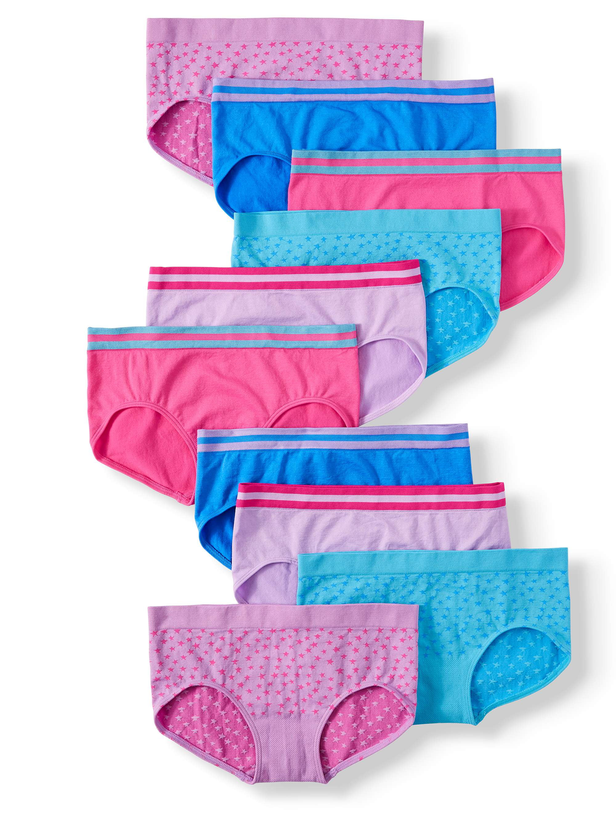 Athletic Works Girls Brief Underwear 10-Pack, Sizes S-XL