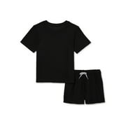 Athletic Works Girls Butter Tee and Shorts Set, 2-Piece, Sizes XS-2XL