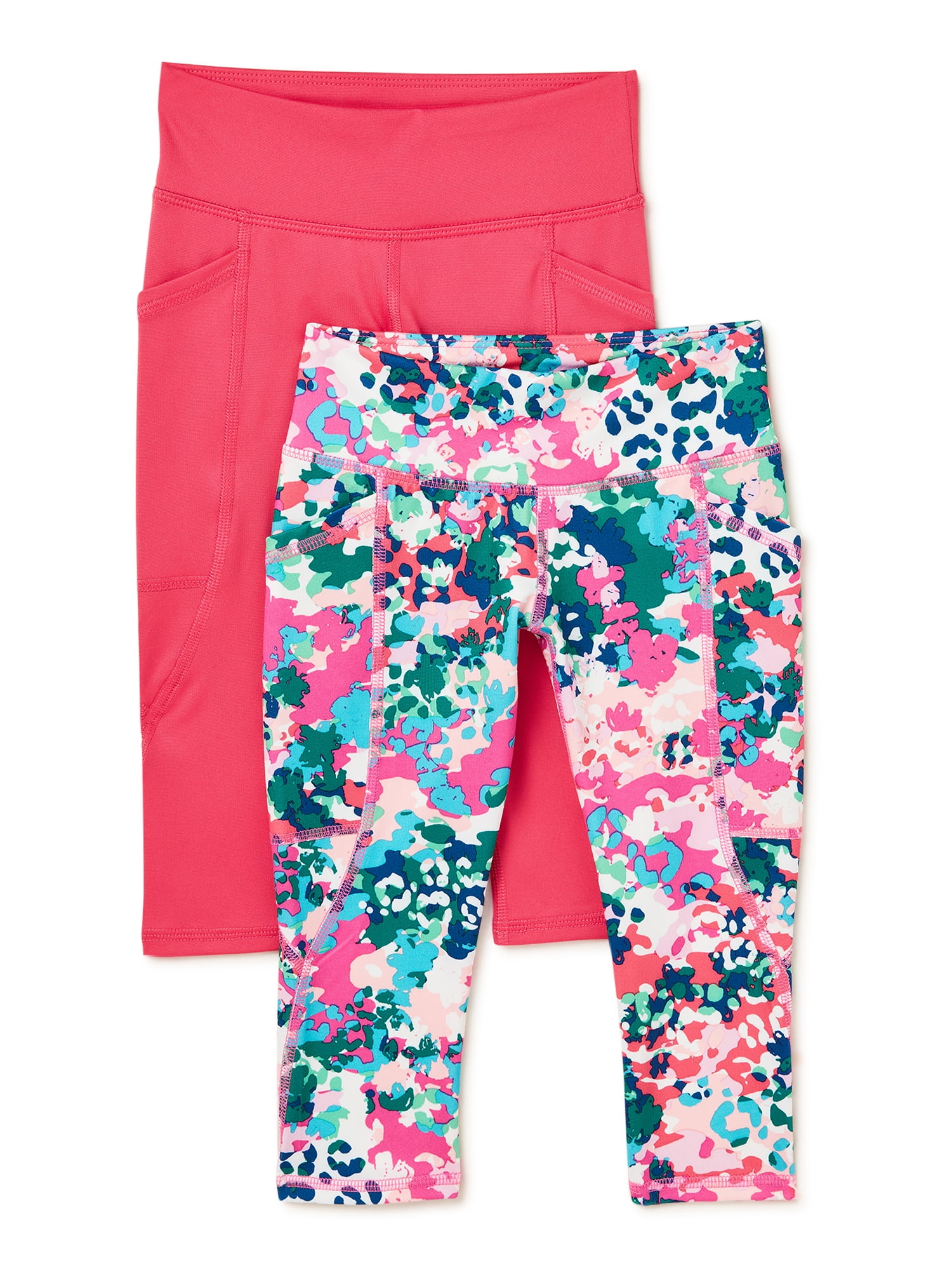 Athletic Works Girls Capri Leggings, 2Pack, Sizes 418 & Plus