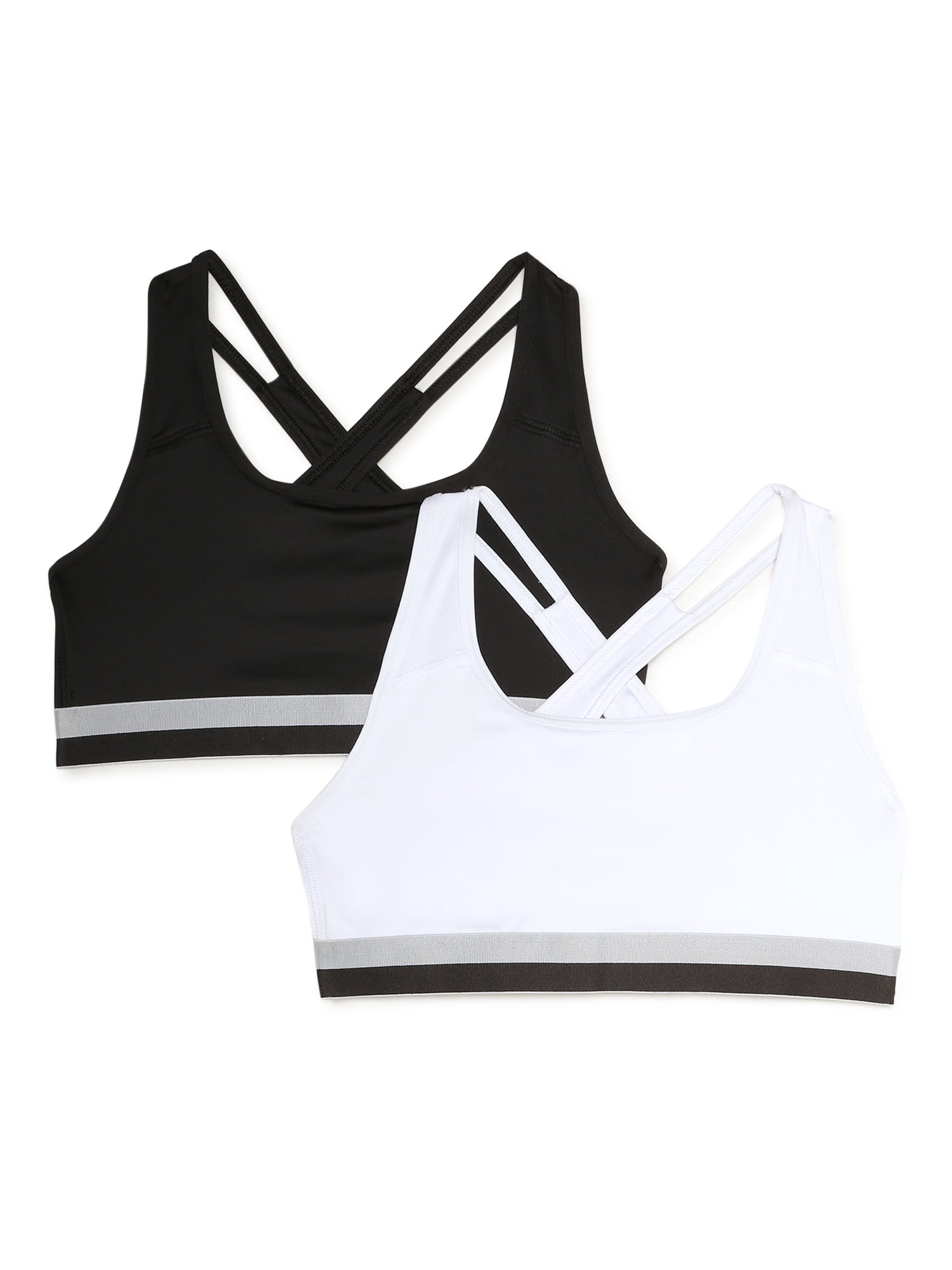 Athletic Works Girls Cross Back Bras, 2Pack, Sizes S2XL
