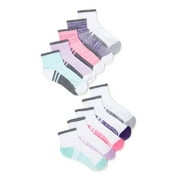 Athletic Works Girls Cushioned Ankle Socks, 10-Pack, Sizes S (6-10.5) - L (4-10)