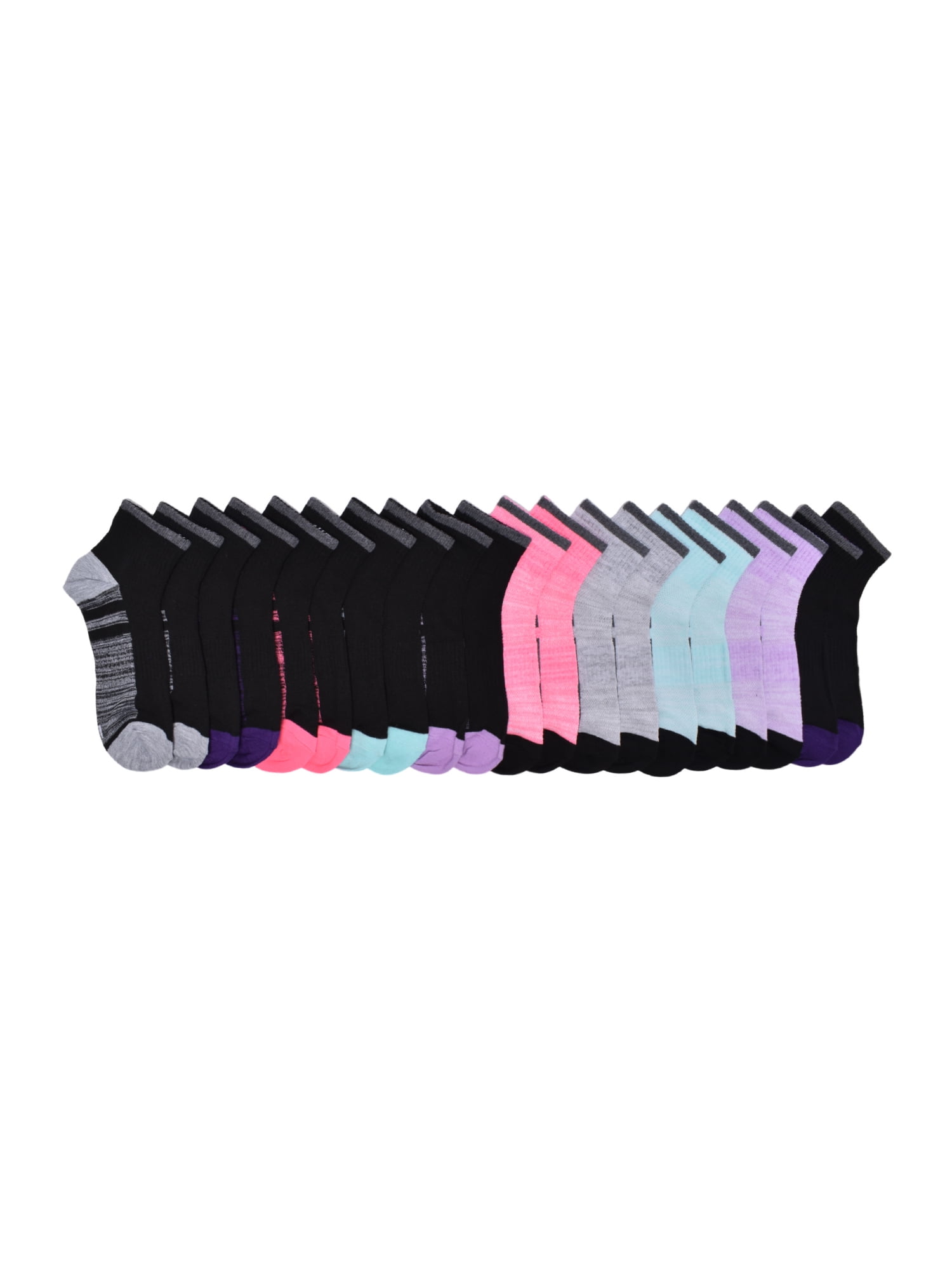 Athletic Works Girls Cushioned Ankle Socks, 10-Pack, Sizes S Athletic Works Girls Cushioned Ankle Socks, 10-Pack, Sizes S