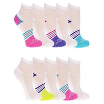 Athletic Works Girls Cushioned Comfort Ankle Socks, 10 Pack, Sizes S-L
