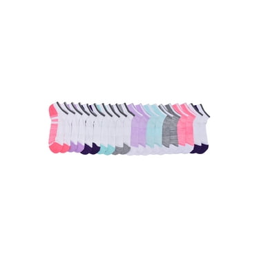 Athletic Works Girls Cushioned No Show Socks, 10-Pack, Sizes S (6-10.5) - L (4-10)