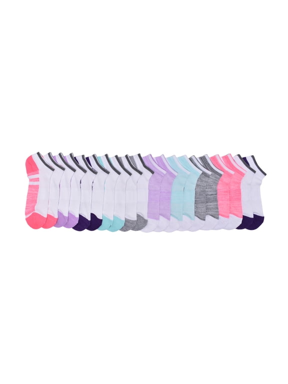 Girls Cushioned No Show Socks, 10-Pack, Sizes S (6-10.5) - L (4-10)