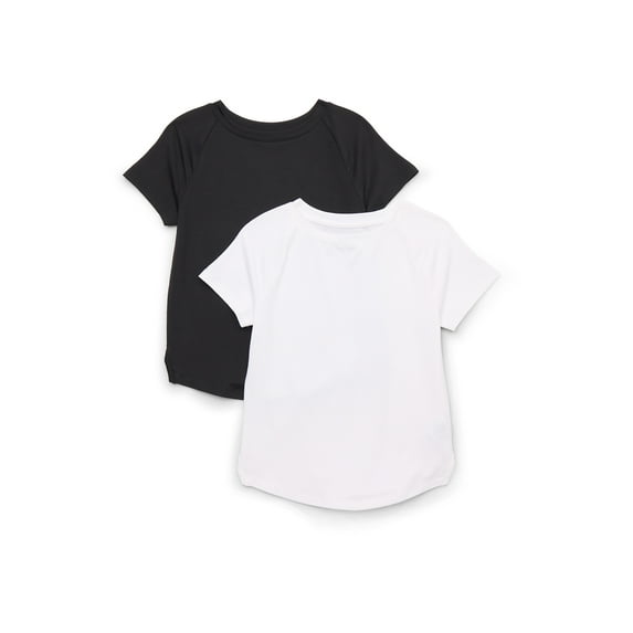 Athletic Works Girls Active Tee with Short Sleeves, 2-Pack, Sizes 4-18 & Plus