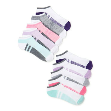 Wonder Nation Girls No Show Socks, 20-Pack, Sizes S (6-10.5) - L (4-10 ...