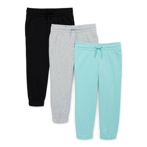Athletic Works Girls Fleece Joggers, 3-Pack, Sizes 4-18 & Plus