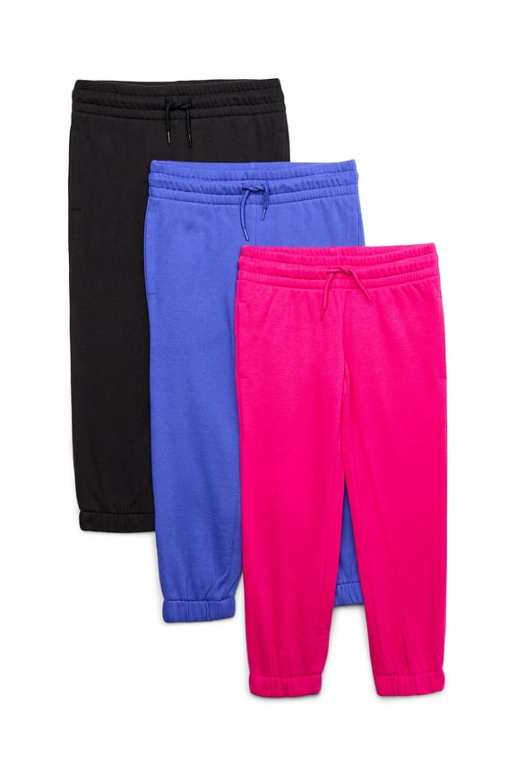 Girls Fleece Joggers, 3-Pack, Sizes 4-18 & Plus