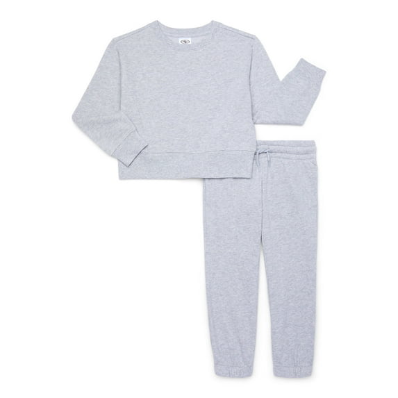 Athletic Works Girls Fleece Sweatshirt & Sweatpants Set, 2-Piece, Sizes 4-18 & Plus