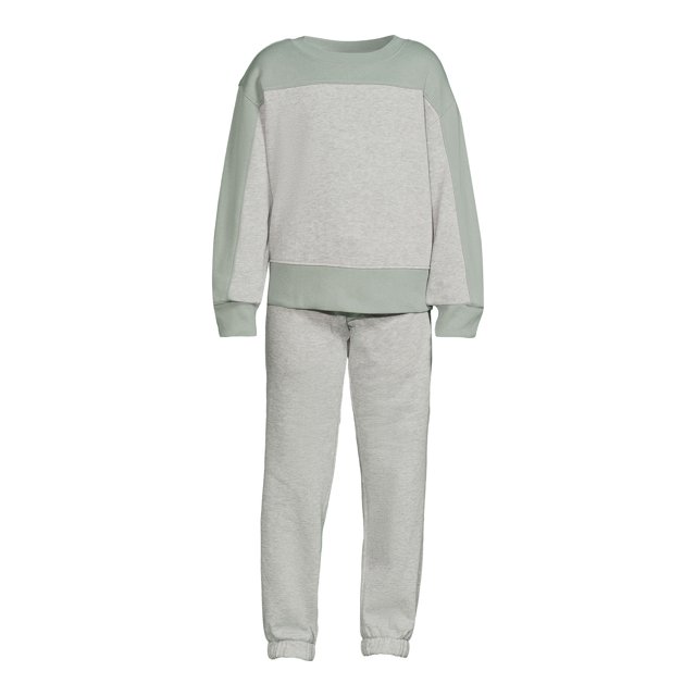 Athletic Works Girls’ Fleece Sweatshirt and Sweatpants Set, 2Piece