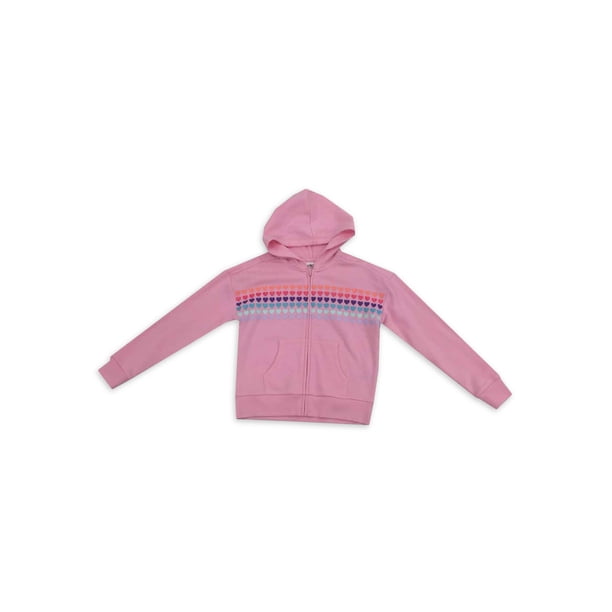 Sweat-shirt Fille Athletic Works - Taille 2XL (18), Rose à Cœurs Argentés, Neuf Avec étiquette