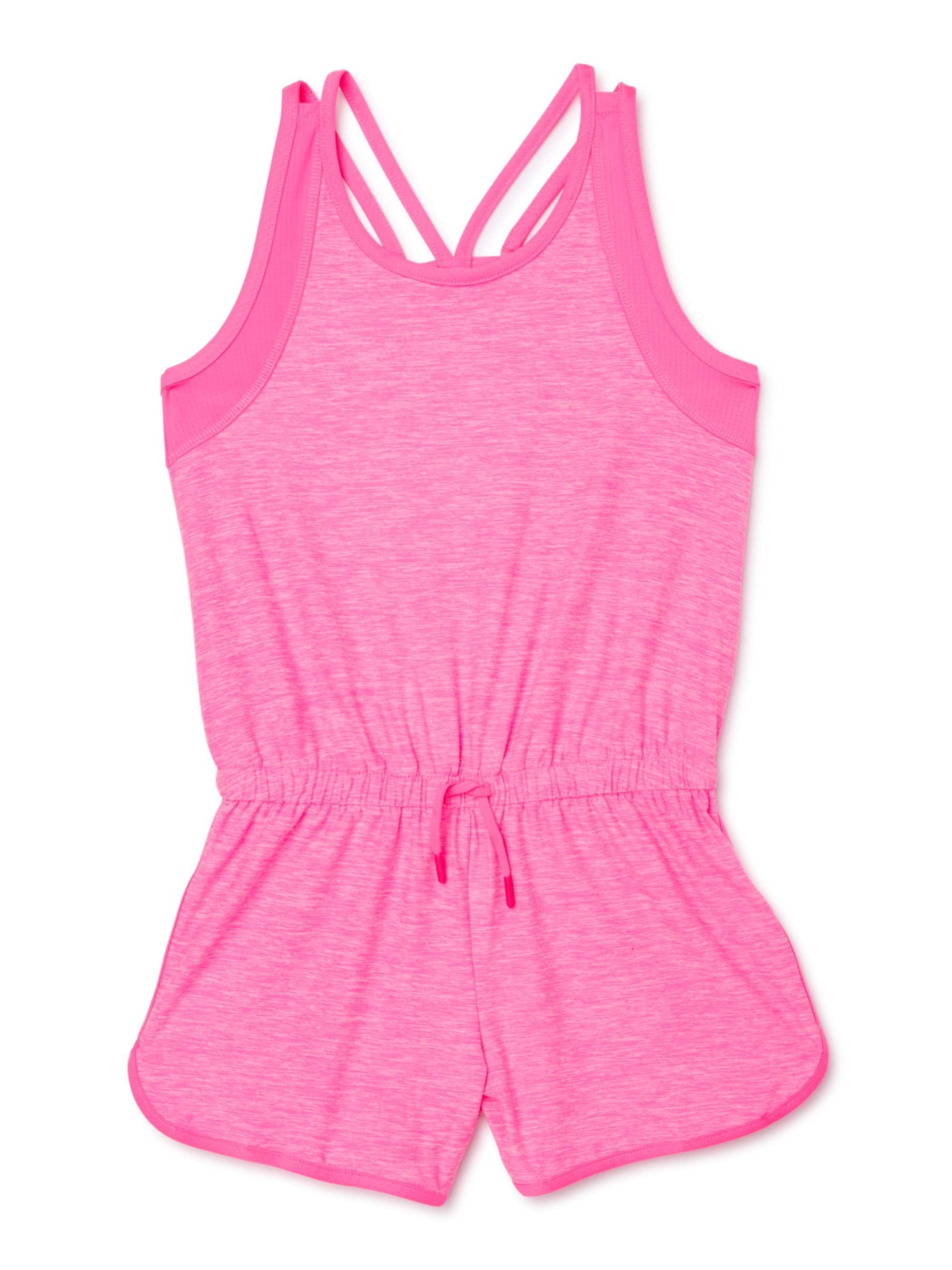 Athletic Works Girls Heathered Racerback Active Romper, Sizes 418