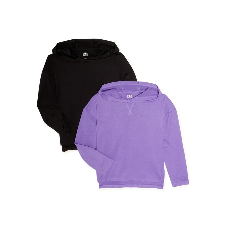 Athletic Works Girls Hooded Long Sleeve T Shirt 2 Pack Sizes 4 18 Plus Walmart
