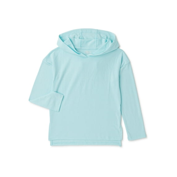 Athletic Works Girls Hooded Long Sleeve Tee, Sizes 4-18 & Plus