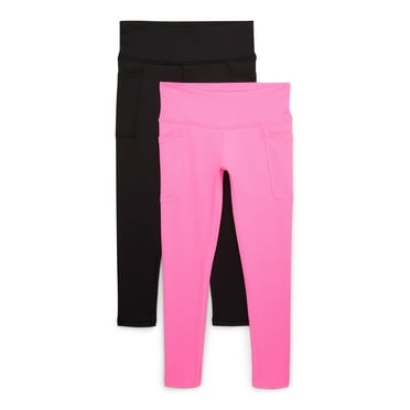 Athletic Works Girl's Active Leggings, 2-Pack, Sizes 4-18 & Plus