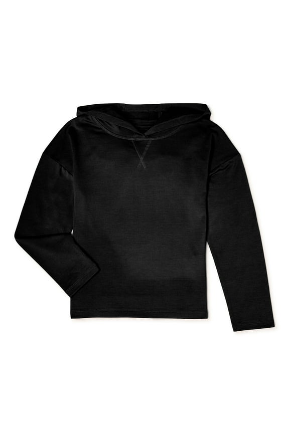 Girls Long Sleeve Hooded T-Shirt, Sizes 4-18 & Plus