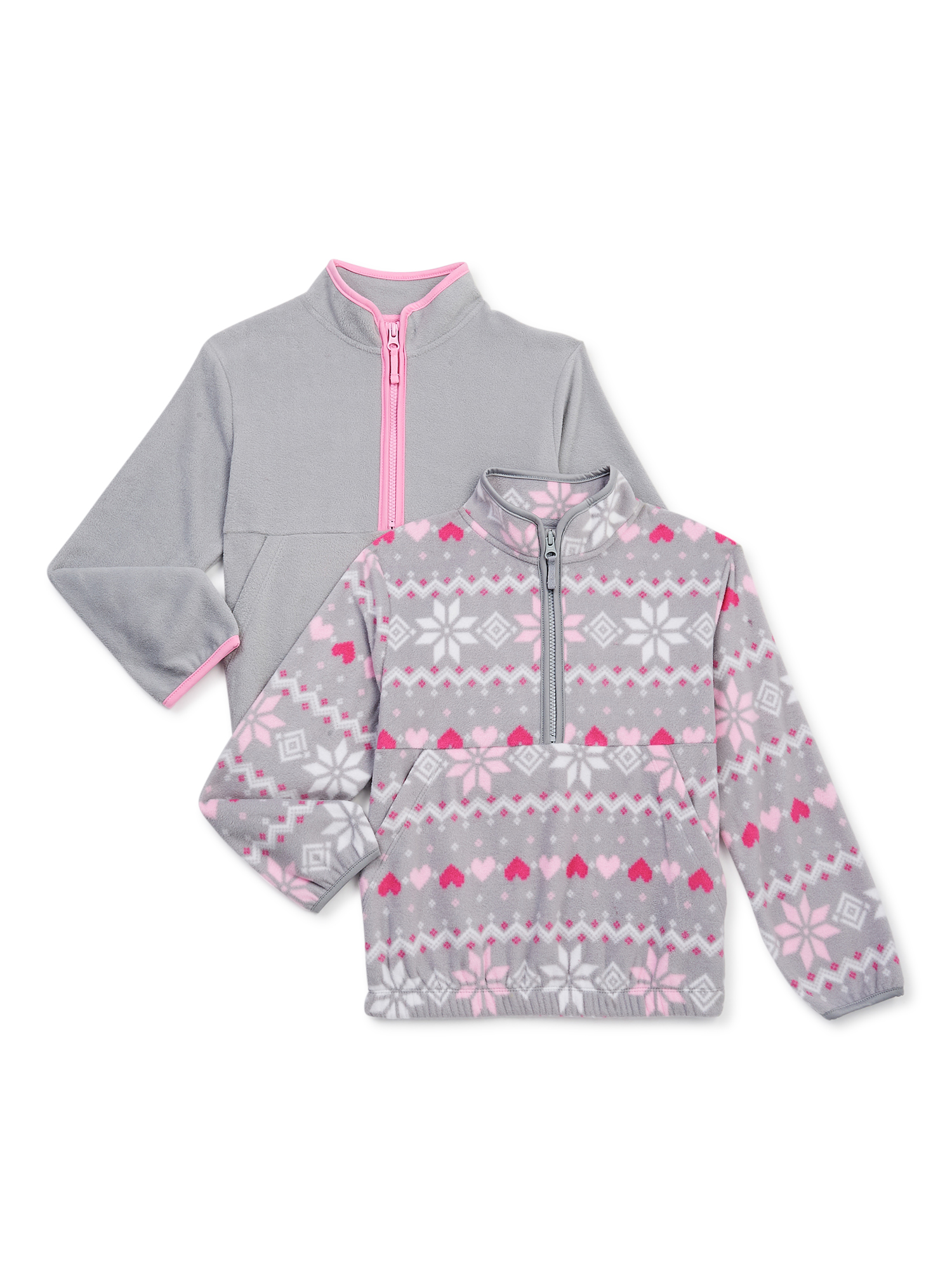 Athletic Works Girls Microfleece Half-Zip Pullover, 2-Pack, Sizes 4-18 & Plus - image 1 of 3