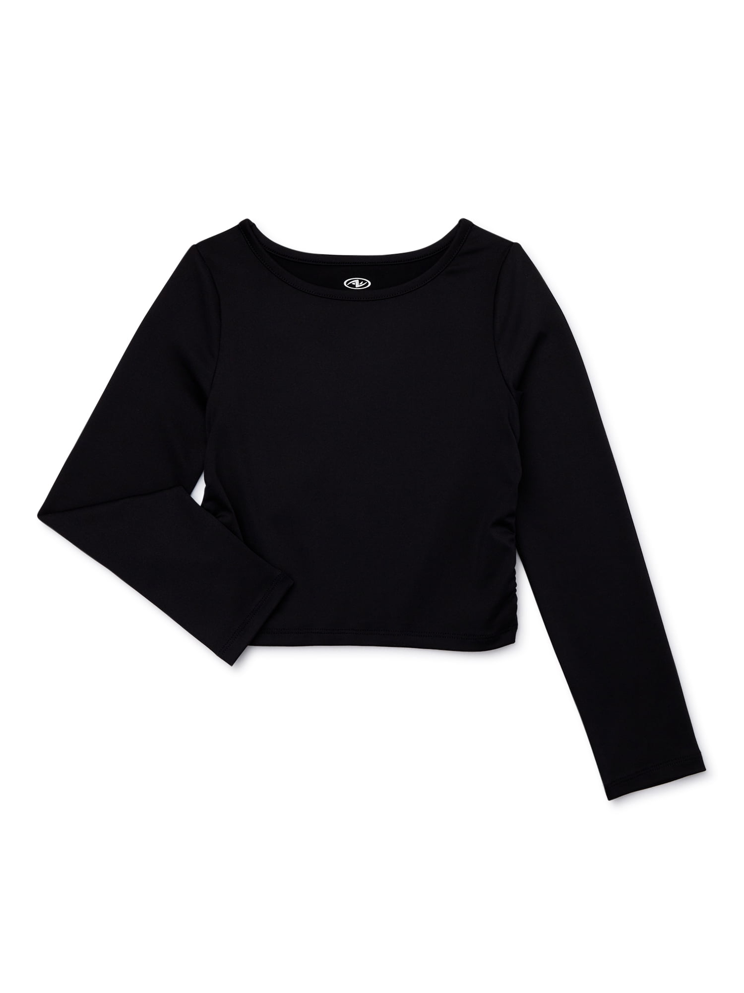 Athletic Works Girls Performance Ruched Long Sleeve Tee Shirt, Sizes 4-18 & Plus