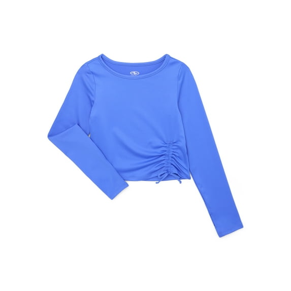 Athletic Works Girls Performance Ruched Tee with Long Sleeves, Sizes 4-18