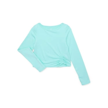 Athletic Works Girls Performance Ruched Tee with Long Sleeves, Sizes 4-18