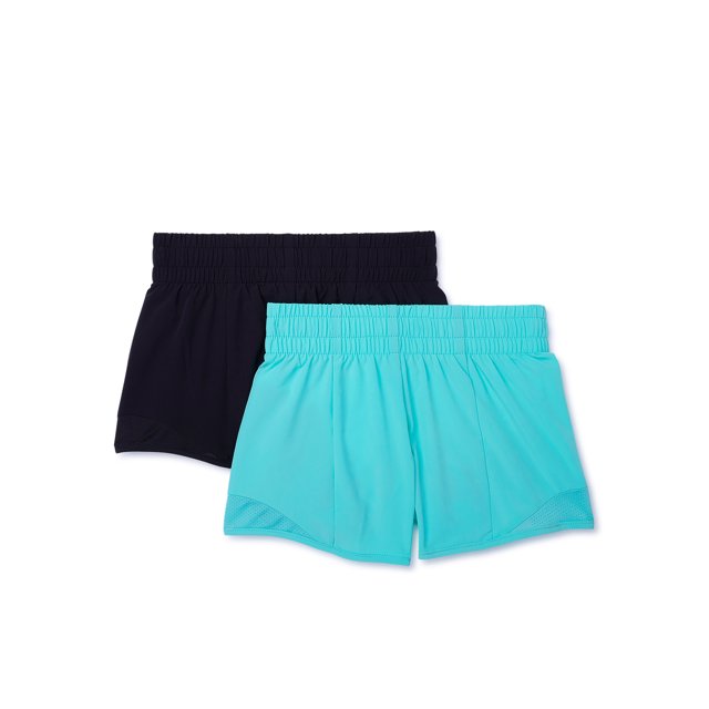 Athletic Works Girls Printed and Solid Active Running Shorts, 2Pack