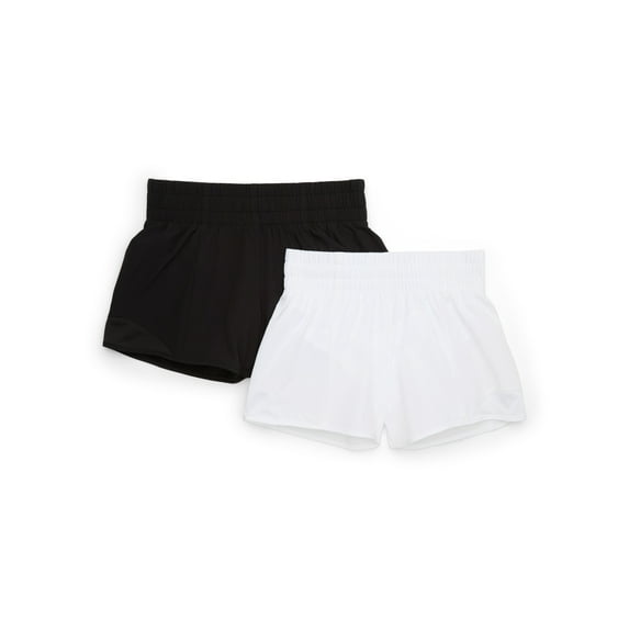 Athletic Works Girls Athletic Run Shorts, 2-Pack, Sizes 4-18 & Plus