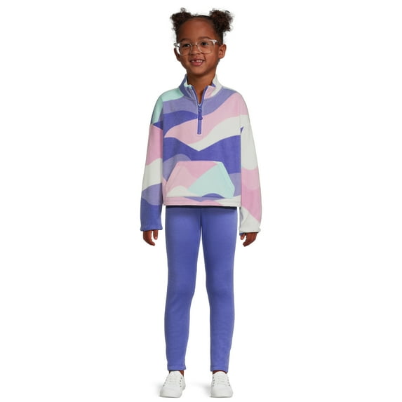 Athletic Works Girls Pullover and Cozy Legging 2-Piece Outfit Set, Sizes 4-18 & Plus