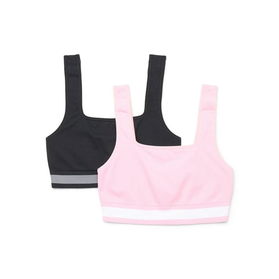 Athletic Works Girls Reversible Seamless Sport Bra, 2-Pack, Sizes XS-XXL