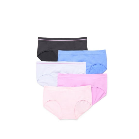 Athletic Works Girls Seamless Brief Underwear, 5-Pack, Sizes S-XL