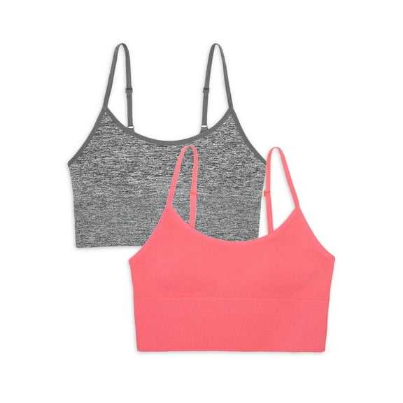 Athletic Works Girls Seamless Longline Bra, 2-Pack, Sizes XS-XXL