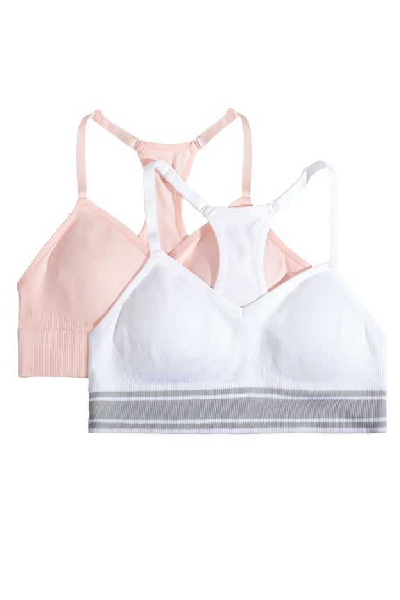 Girls Seamless Sports Bra 2-Pack, Sizes 30-38
