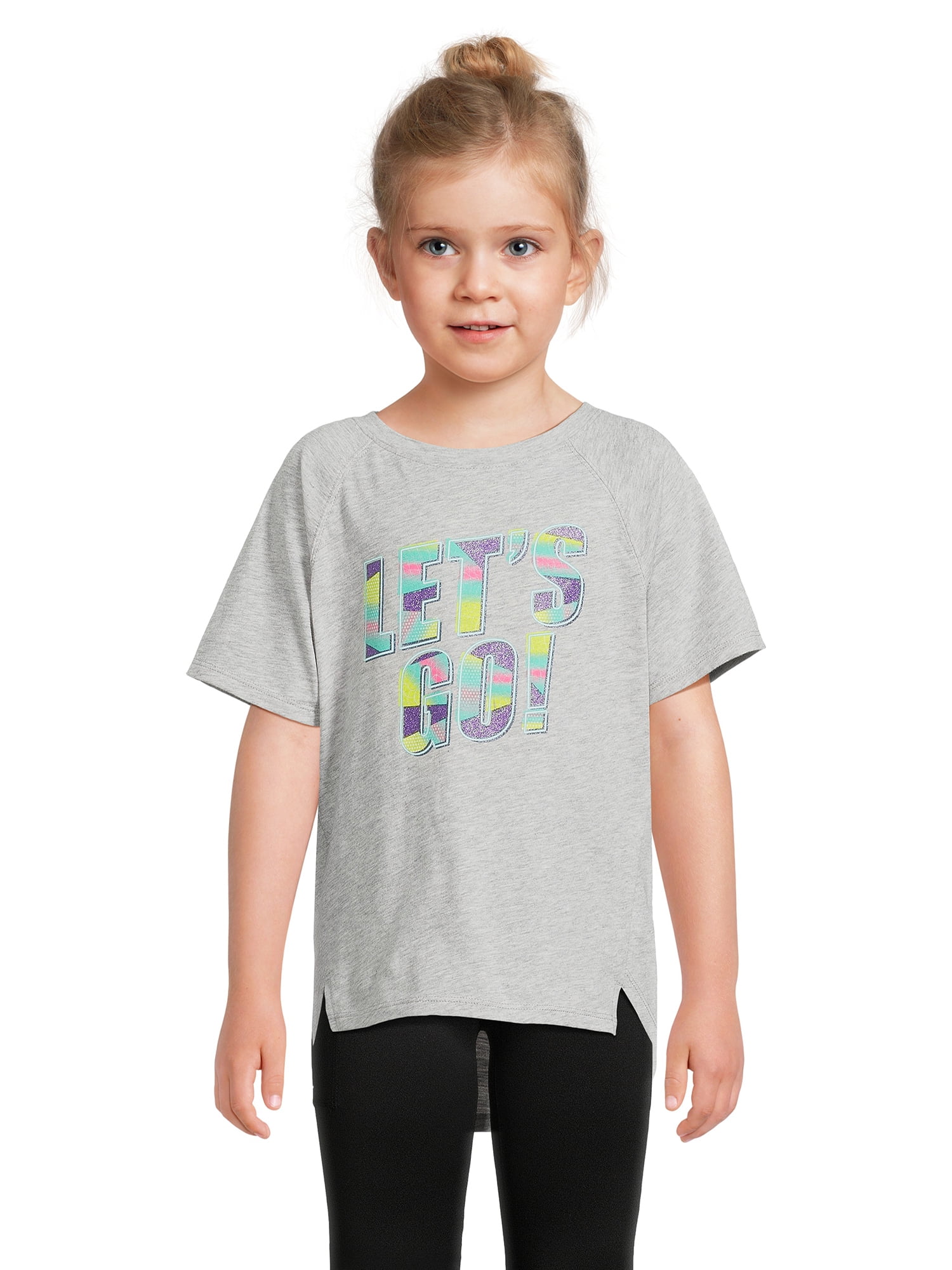 Athletic Works Girls Short Sleeve Graphic Active T-Shirt, Sizes 4-18 ...