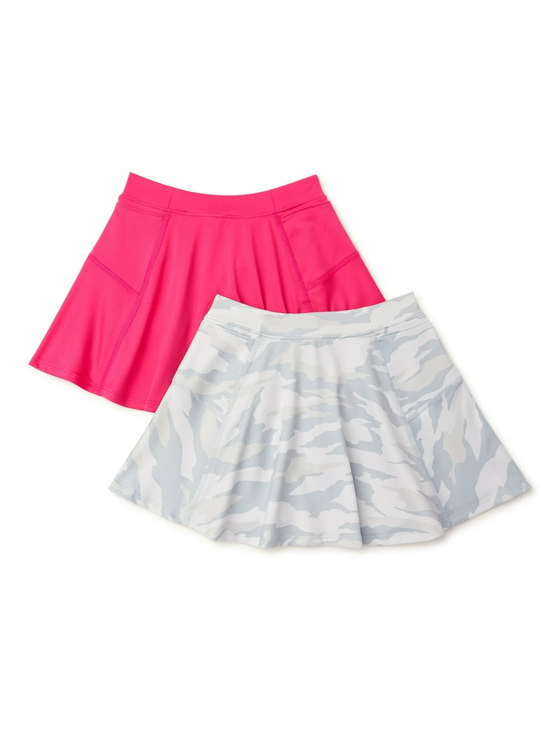 Athletic Works Girls Skort, 2-Pack, Sizes 4-18 & Plus