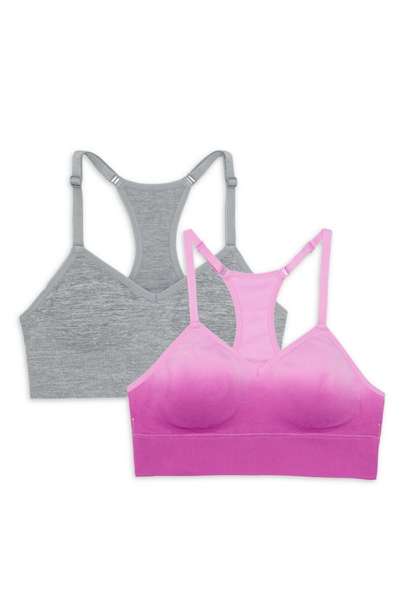 Girls Sports Bra, 2 Pack, Sizes S-2XL