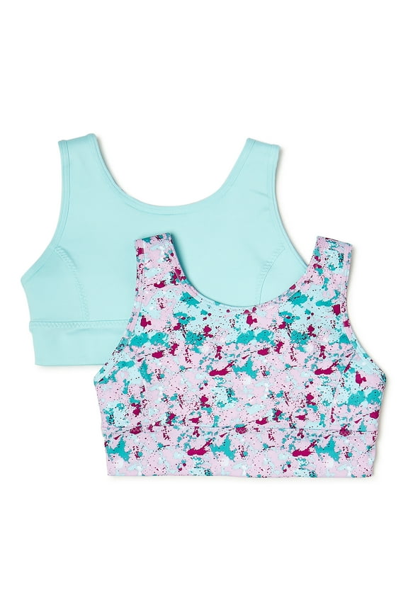 Girls Sports Bra, 2 Pack, Sizes XS-XXL