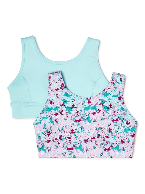 Girls Sports Bra, 2 Pack, Sizes XS-XXL