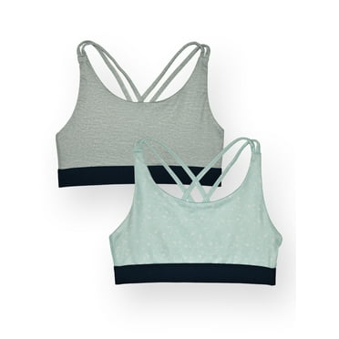 Athletic Works Girls Sports Bra Strappy Back Design (Little & Big Girl), 2-Pack