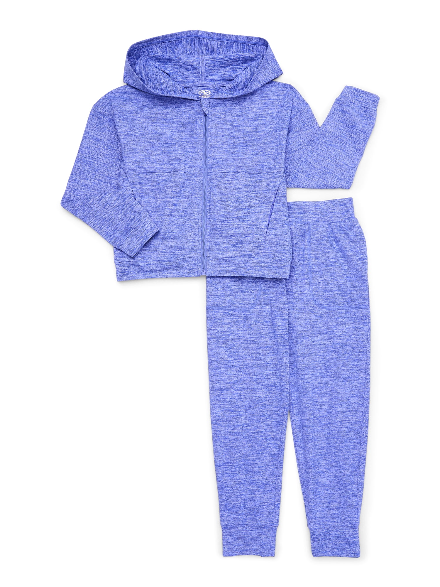 Athletic Works Girl's Super Soft Butter Hoodie and Joggers, 2-Piece Set, Sizes 4-18 & Plus